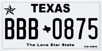 TX license plate BBB0875