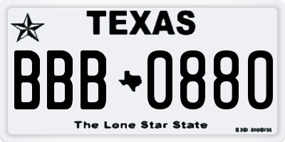 TX license plate BBB0880