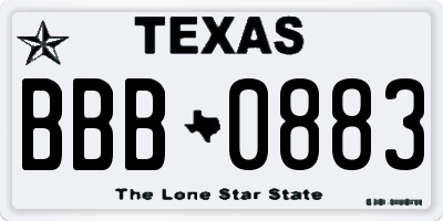 TX license plate BBB0883