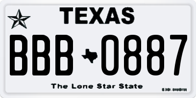 TX license plate BBB0887