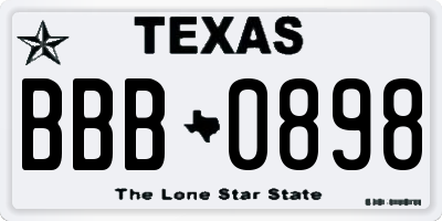 TX license plate BBB0898