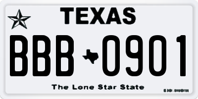 TX license plate BBB0901