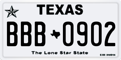 TX license plate BBB0902