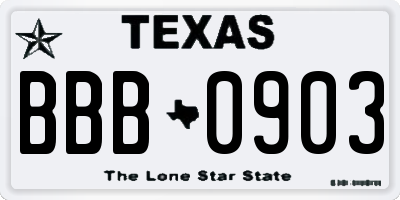 TX license plate BBB0903