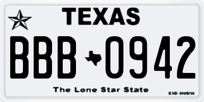 TX license plate BBB0942