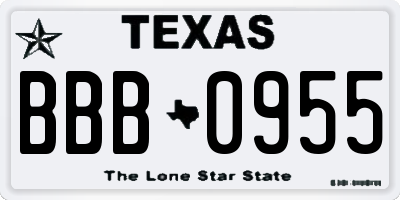 TX license plate BBB0955