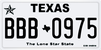 TX license plate BBB0975