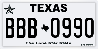 TX license plate BBB0990