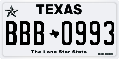 TX license plate BBB0993
