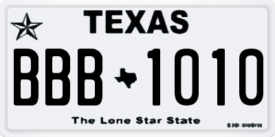 TX license plate BBB1010