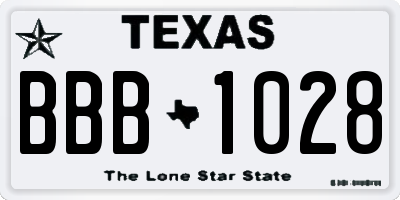 TX license plate BBB1028