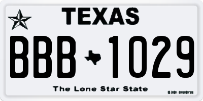 TX license plate BBB1029