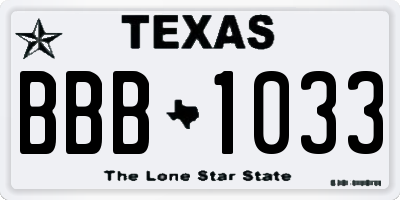 TX license plate BBB1033