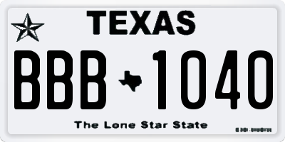 TX license plate BBB1040