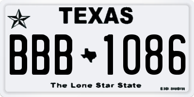 TX license plate BBB1086