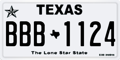 TX license plate BBB1124