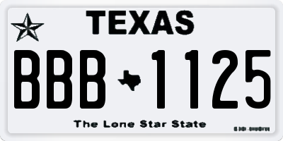 TX license plate BBB1125