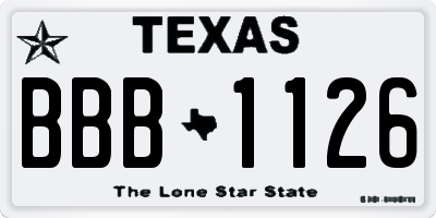 TX license plate BBB1126