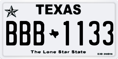TX license plate BBB1133