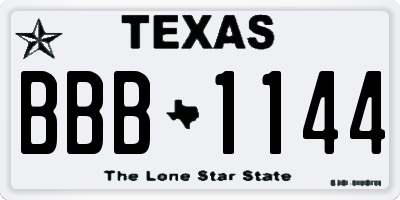 TX license plate BBB1144