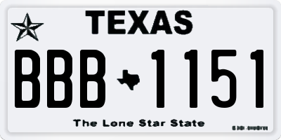 TX license plate BBB1151
