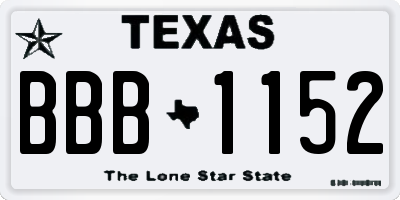 TX license plate BBB1152