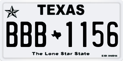 TX license plate BBB1156
