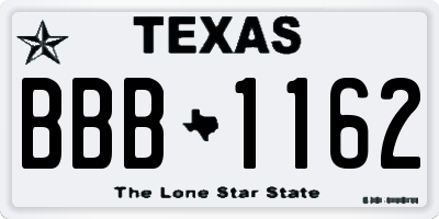 TX license plate BBB1162