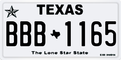 TX license plate BBB1165