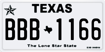 TX license plate BBB1166