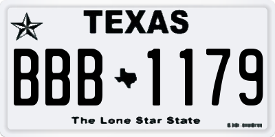 TX license plate BBB1179