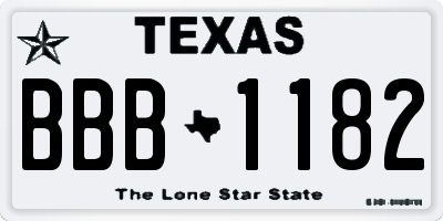 TX license plate BBB1182