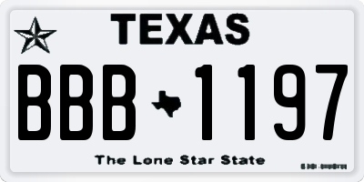TX license plate BBB1197