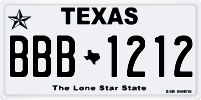TX license plate BBB1212