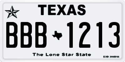 TX license plate BBB1213