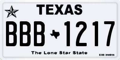 TX license plate BBB1217
