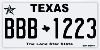 TX license plate BBB1223