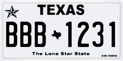 TX license plate BBB1231