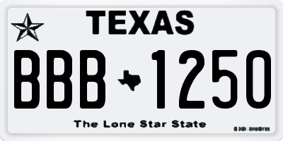 TX license plate BBB1250