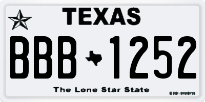 TX license plate BBB1252