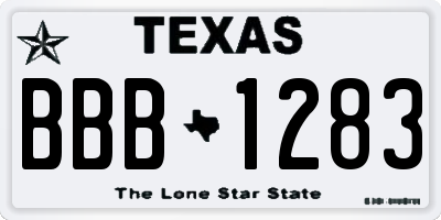 TX license plate BBB1283