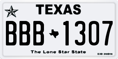 TX license plate BBB1307