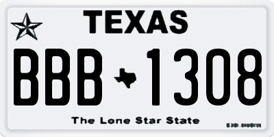 TX license plate BBB1308