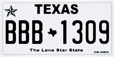 TX license plate BBB1309