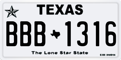 TX license plate BBB1316