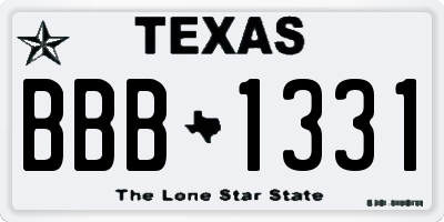 TX license plate BBB1331