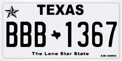 TX license plate BBB1367