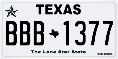 TX license plate BBB1377