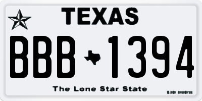 TX license plate BBB1394
