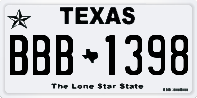 TX license plate BBB1398